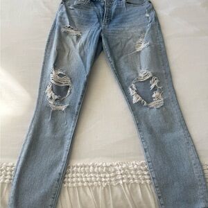 Abercrombie & Fitch Light Blue Distressed Skinny Jeans